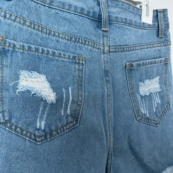SHEIN Blue Distressed Jean Shorts - Picture 5 of 5